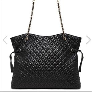 Tory Burch quilted Black Marion slouchy tote